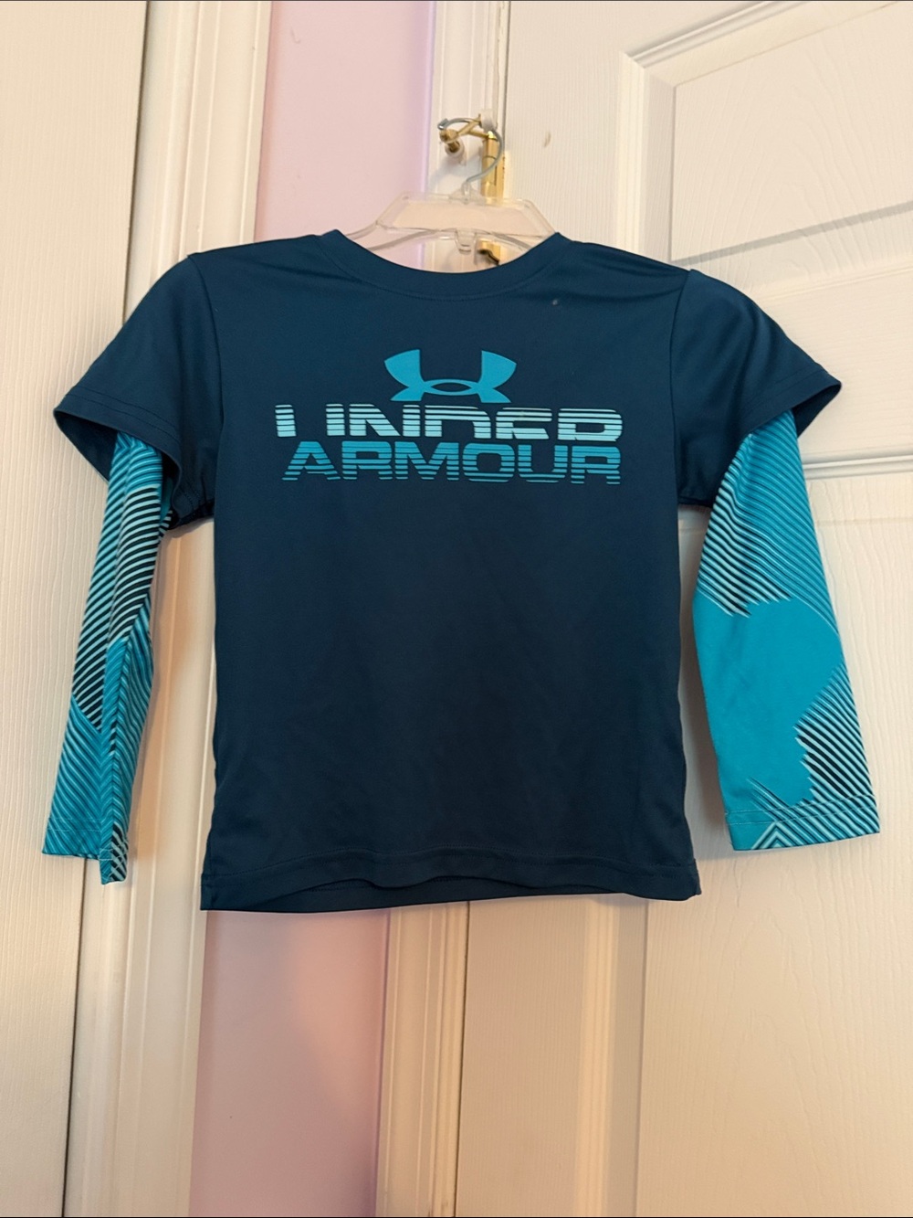 Under Armour Navy and Teal Boys Layered-Look Long Sleeve Tee
